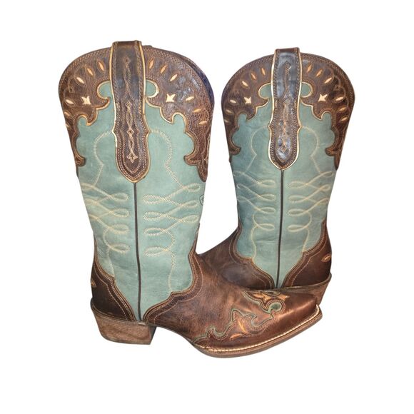 Ariat Shoes - Ariat Zealous 10015347 Teal & Brown Overlay Snip Toe Women's Western Boots Sz 9B
